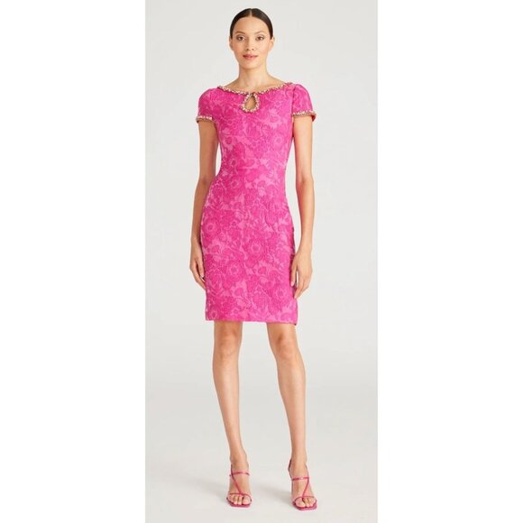 NWT Theia Thelma Keyhole Cocktail Dress Pink Sz 2 $645 [jb] - Picture 7 of 13